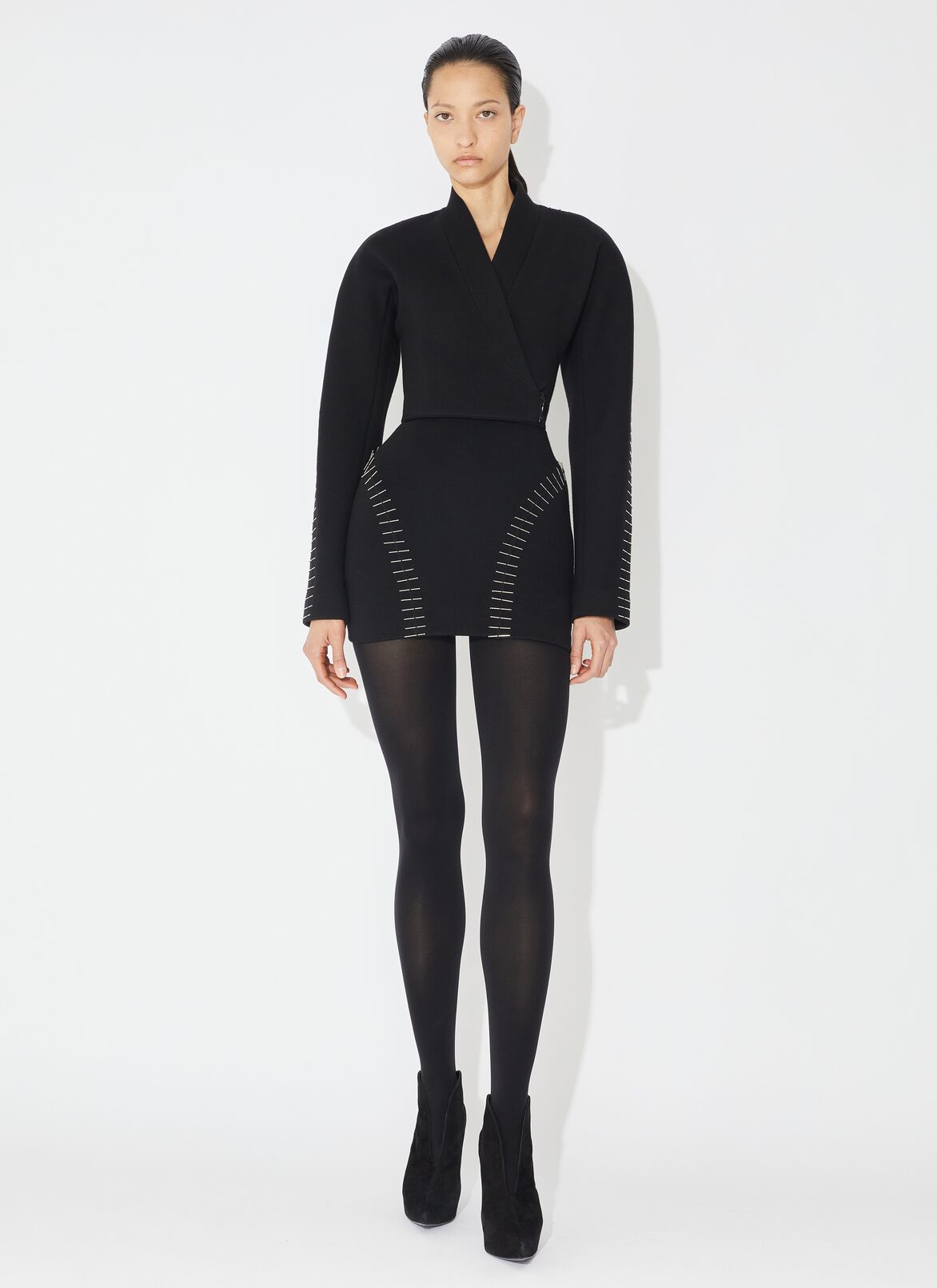 Embroidered cropped jacket ALAÏA BLACK EMBROIDERED CROPPED JACKET